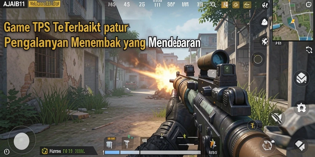 Tampilan screenshot utama AJAIB11 yang menunjukkan aksi menembak intens.