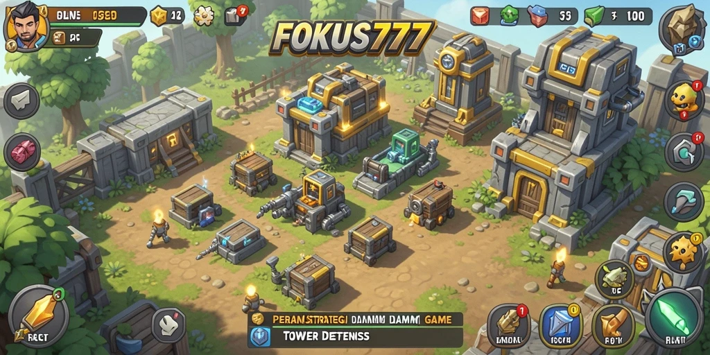 Gameplay menegangkan di <strong>FOKUS777</strong> dengan berbagai menara dan musuh yang menantang.