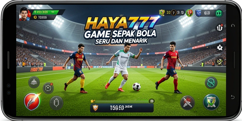 Screenshot gameplay HAYA777 menampilkan aksi sepak bola yang mendebarkan.