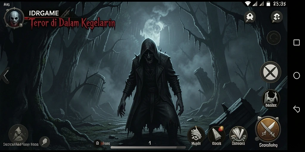 Screenshot gameplay menegangkan dari IDRGAME, menunjukkan suasana horor yang mendalam.