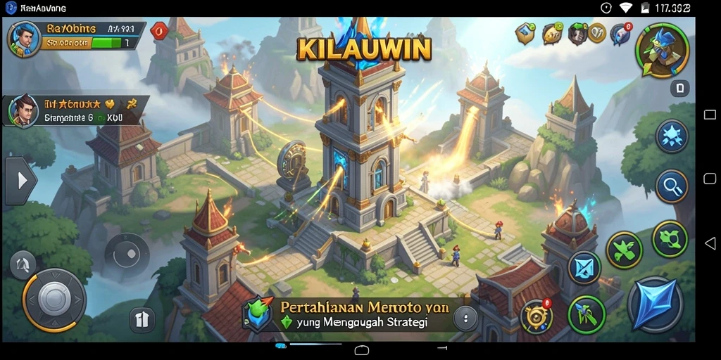 Screenshot KILAUWIN menampilkan intensitas pertempuran di Tower Defense.